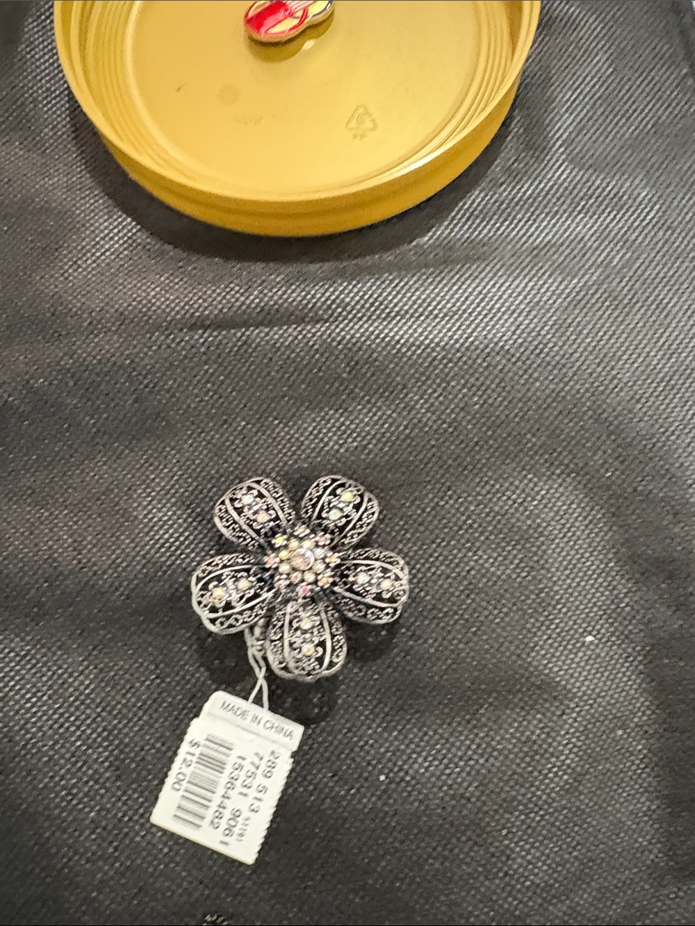 Maurices Black and Silver Floral Crystal Hair Clip